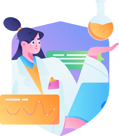 Femlae doctor doing medical research  Illustration