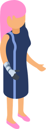 Femme avec une main fracturée  Illustration