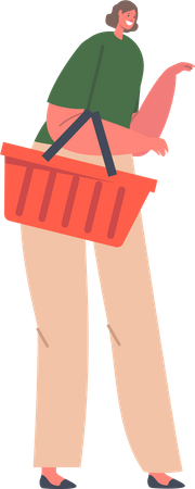 Femme à la mode tenant un panier  Illustration