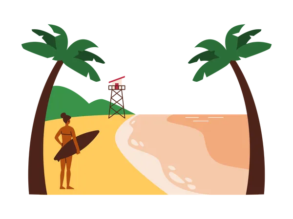 Femme à la plage  Illustration