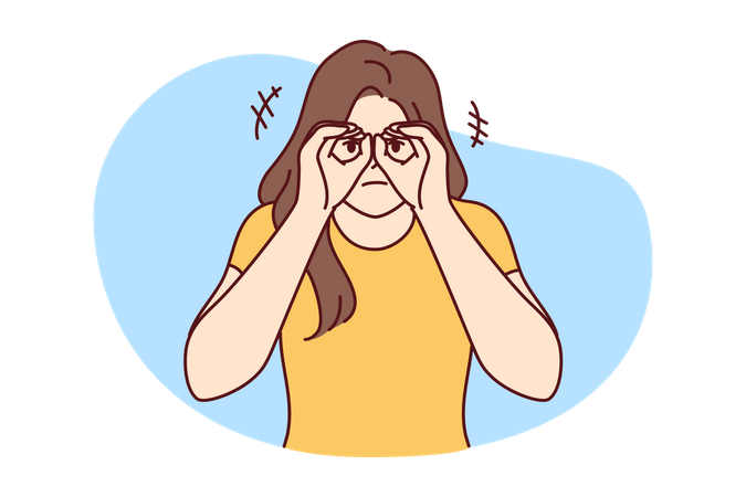Femme cherchant à garder son doigt  Illustration