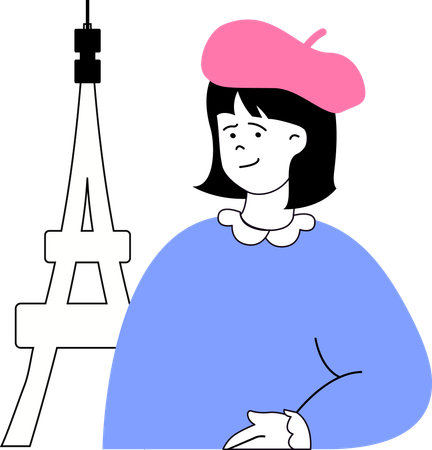 Femme à la tour Eiffel  Illustration