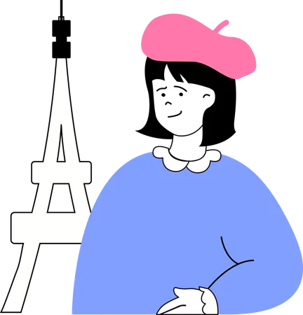 Femme à la tour Eiffel  Illustration