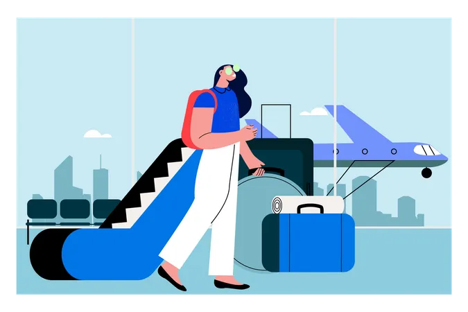 Femme à l'aéroport  Illustration