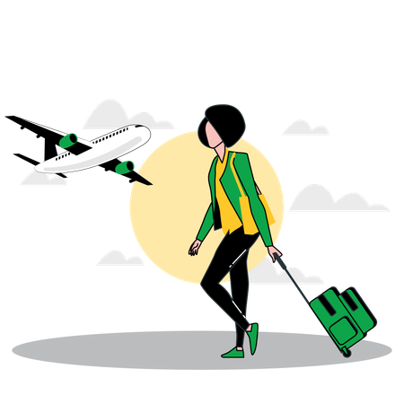 Femme à l'aéroport  Illustration