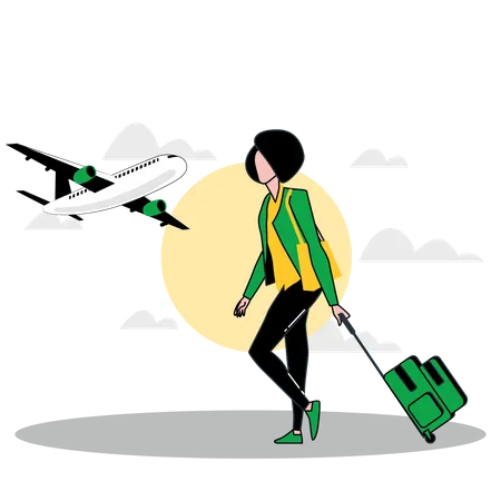 Femme à l'aéroport  Illustration