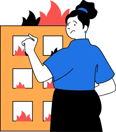 Une femme a une assurance incendie  Illustration