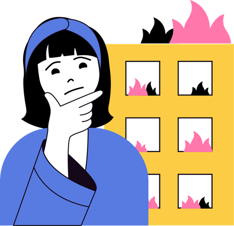 Une femme a une assurance incendie  Illustration