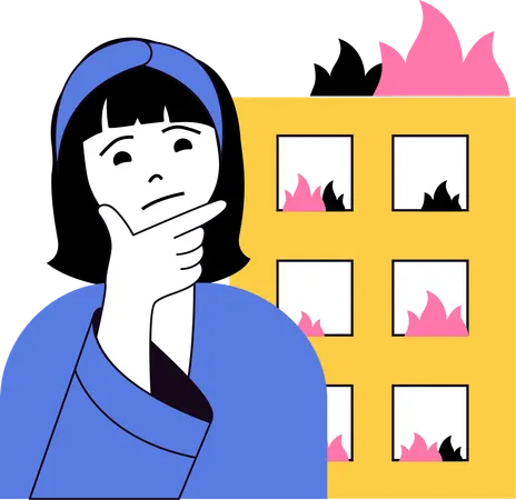 Une femme a une assurance incendie  Illustration