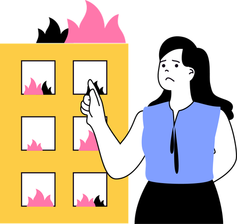 Une femme a une assurance incendie  Illustration