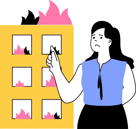 Une femme a une assurance incendie  Illustration