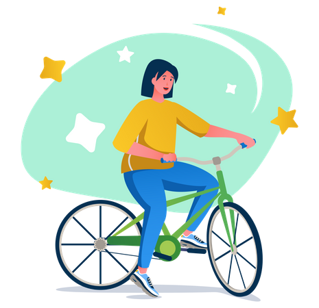 Femme faisant du vélo  Illustration