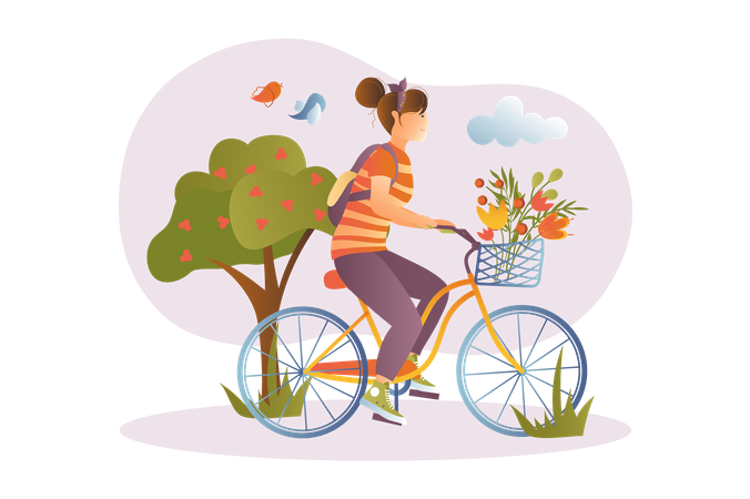 Femme faisant du vélo  Illustration