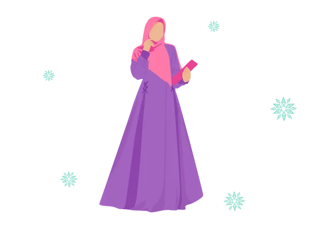 Abaya femme mode combinaison violette et rose  Illustration