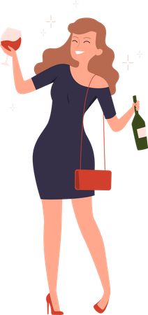 Femme dépendante de l'alcool  Illustration