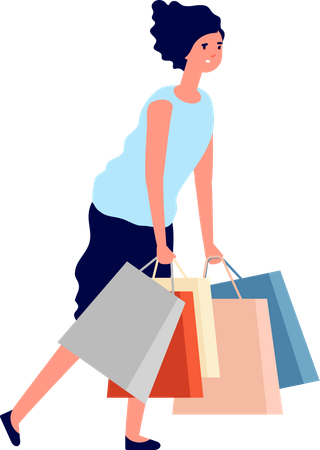 Femme accro au shopping  Illustration