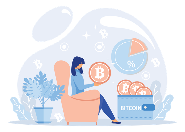 Femme achetant du bitcoin  Illustration