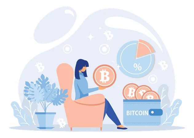 Femme achetant du bitcoin  Illustration