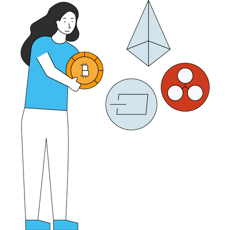 Femme achetant des crypto-monnaies  Illustration