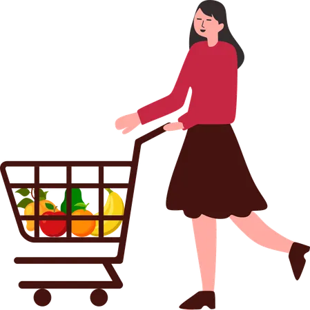 Femme achetant des fruits sains  Illustration