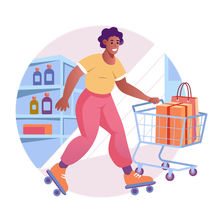 Femme achetant des marchandises  Illustration