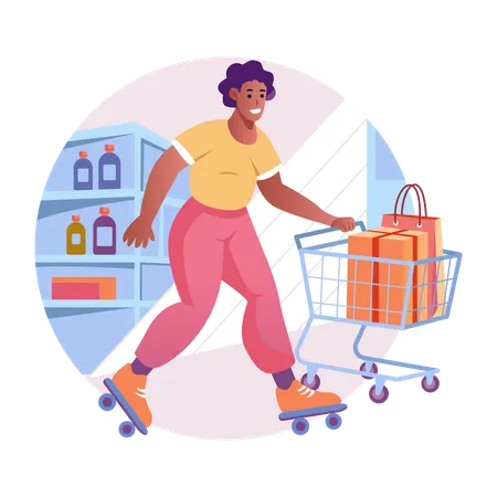 Femme achetant des marchandises  Illustration