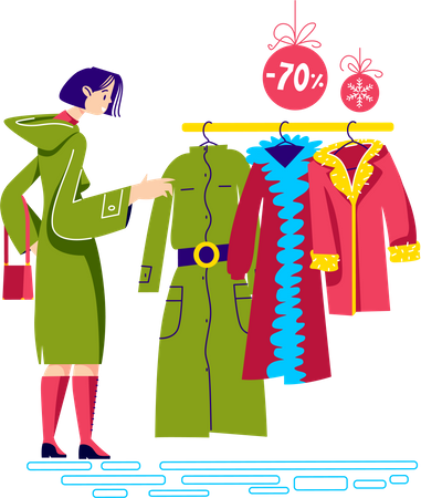 Femme achetant des vêtements  Illustration