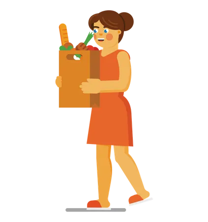 Femme faisant l'épicerie  Illustration