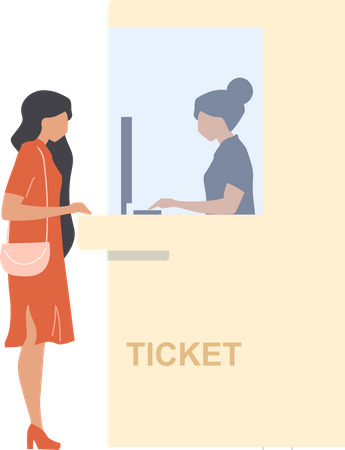 Femme achetant un billet au box-office  Illustration