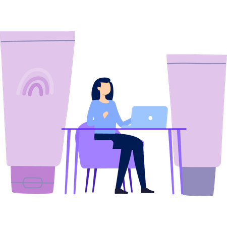 Une femme achète un nettoyant visage en ligne  Illustration