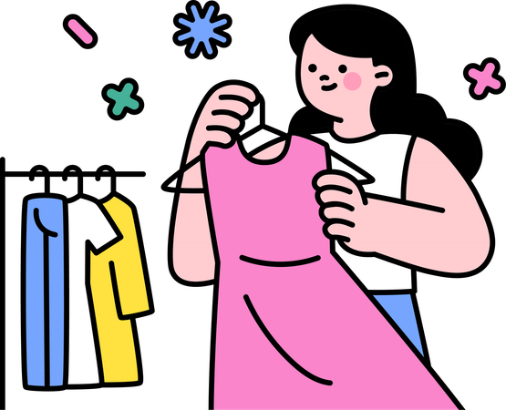 Femme achetant une nouvelle robe  Illustration