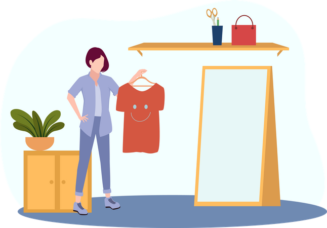 Femme achetant une robe  Illustration