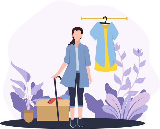 Femme achetant une robe  Illustration