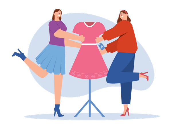 Femme achetant une robe pendant la vente  Illustration