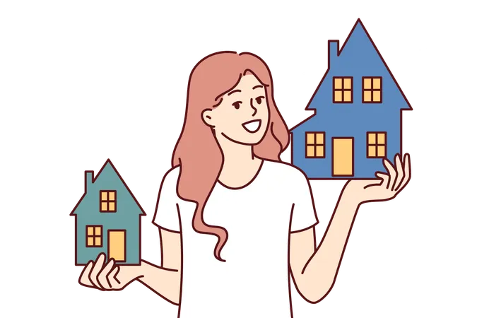 Une femme achète une nouvelle maison  Illustration