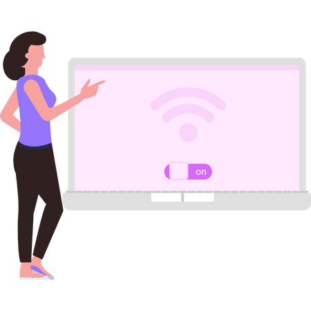 Femme activant le Wi-Fi  Illustration