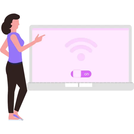 Femme activant le Wi-Fi  Illustration