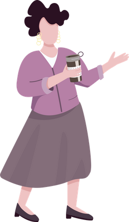 Femme adulte élégante avec tasse thermo  Illustration