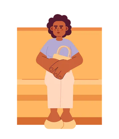 Femme afro-américaine assise dans les transports publics  Illustration