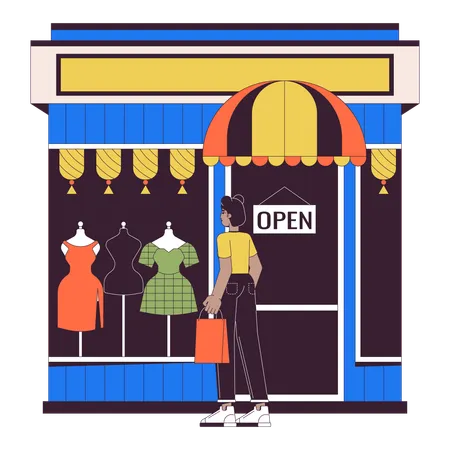 Femme afro-américaine au magasin de vêtements  Illustration