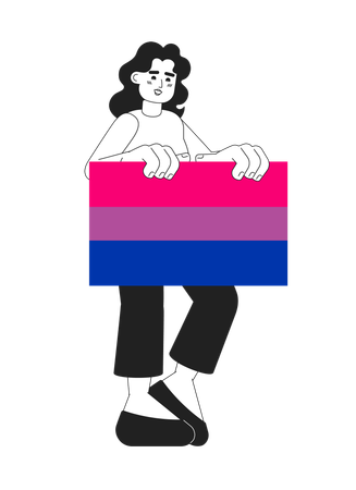 Femme afro-américaine avec drapeau de fierté bisexuelle  Illustration