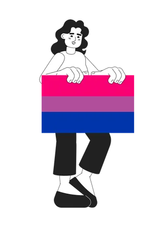 Femme afro-américaine avec drapeau de fierté bisexuelle  Illustration