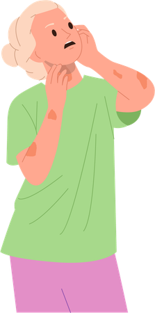 Femme âgée âgée se sentant stressée et malade  Illustration