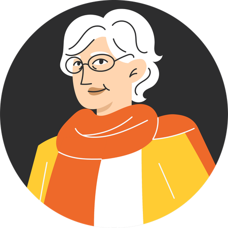 Femme âgée élégante et moderne aux cheveux gris  Illustration