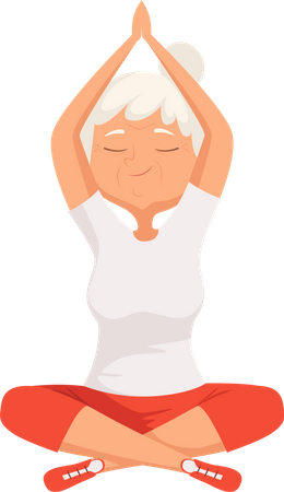 Femme âgée faisant du yoga  Illustration