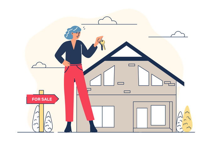 Femme agent immobilier  Illustration