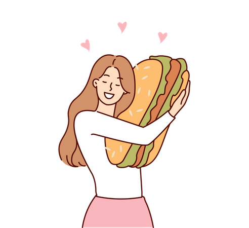 Femme aimant le hot-dog  Illustration