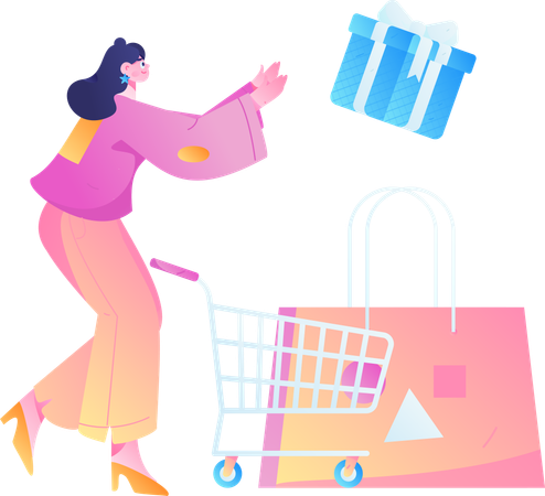 Femme aimant faire du shopping  Illustration