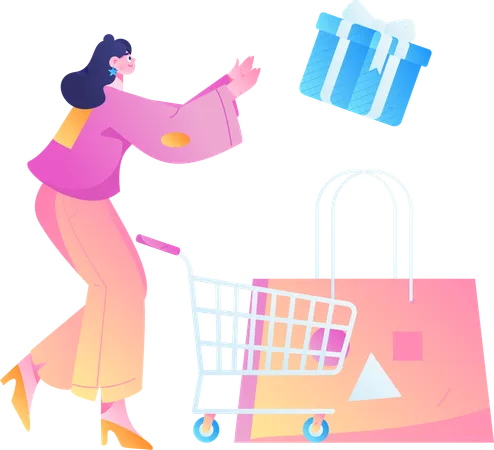 Femme aimant faire du shopping  Illustration