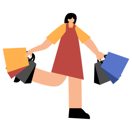 Une femme aime les achats en ligne  Illustration